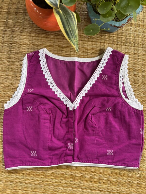 Purple cotton Jamdani sleeveless blouse