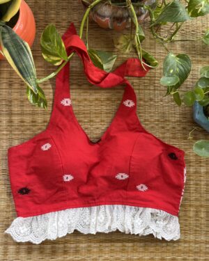 Red Padded Sleeveless Blouse
