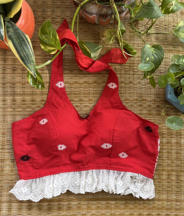 Red Padded Sleeveless Blouse