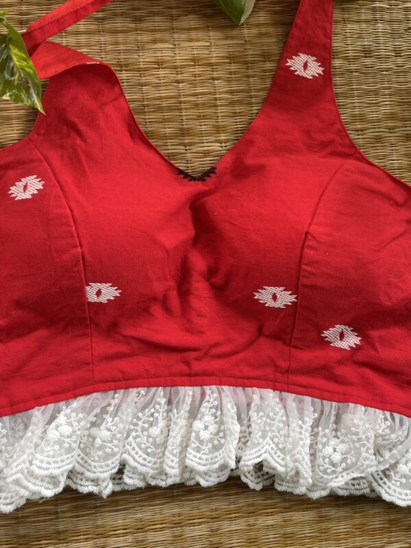 Red Padded Sleeveless Blouse - Image 4
