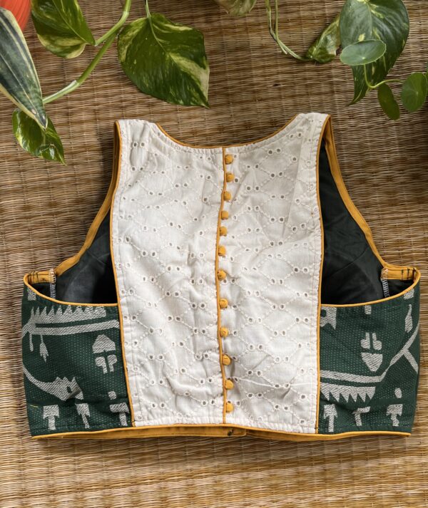 Dark Green Sleeveless Blouse - Image 3