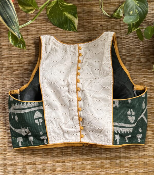 Dark Green Sleeveless Blouse - Image 2