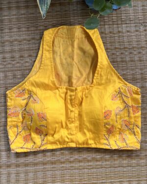 Yellow Designer Sleeveless Blouse