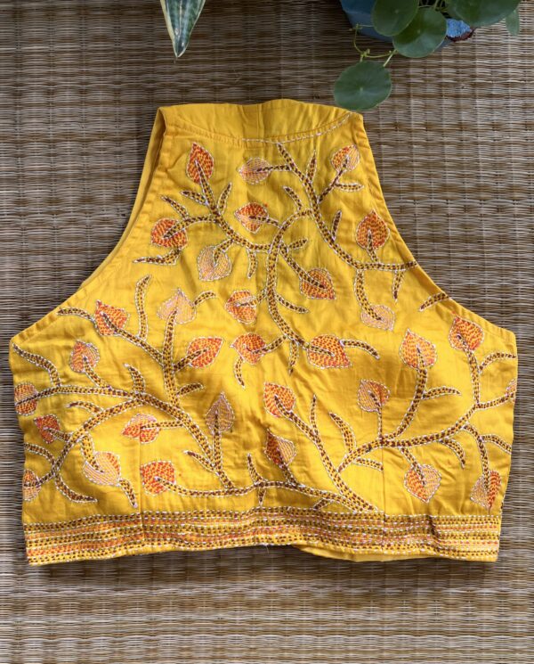 Yellow Designer Sleeveless Blouse - Image 2
