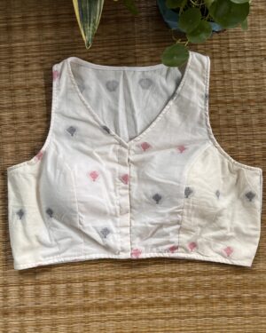 White Printed Blouse