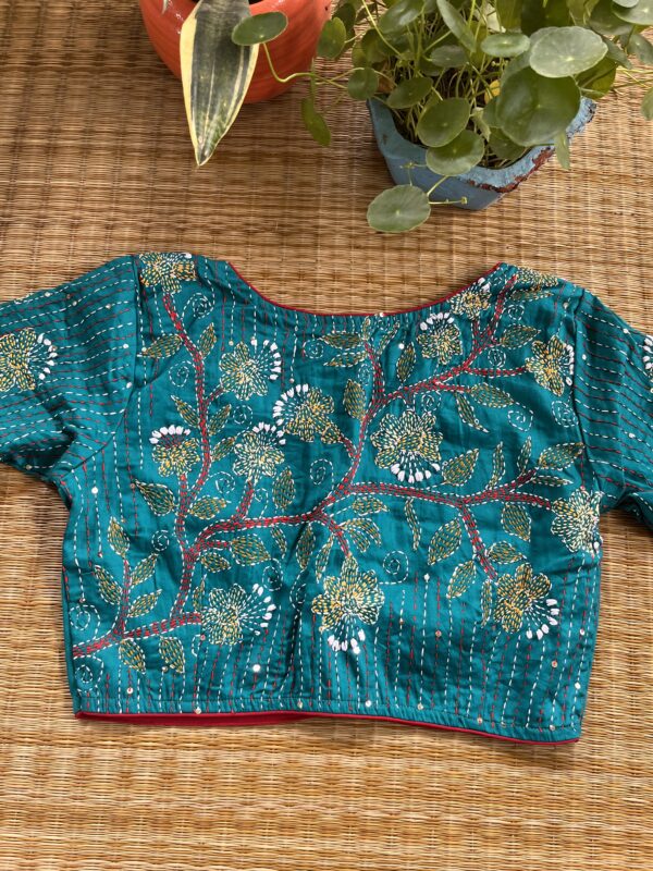 Sky Blue Rajasthani Printed Blouse - Image 2