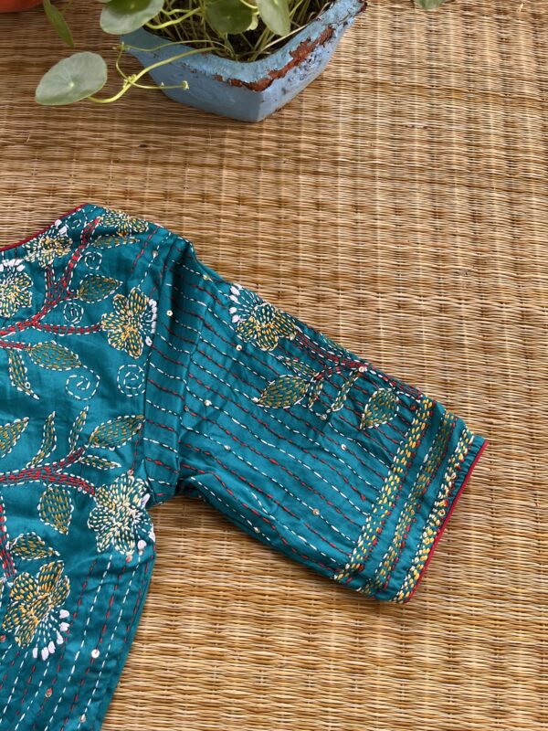 Sky Blue Rajasthani Printed Blouse - Image 3