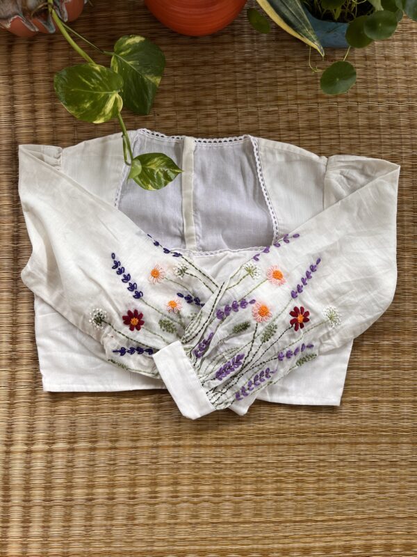 White Full Sleave Printed Blouse - Image 2