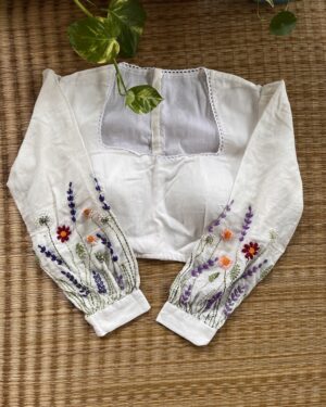 White Full Sleave Printed Blouse