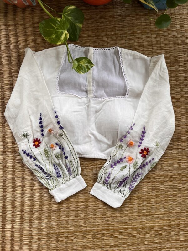 White Full Sleave Printed Blouse