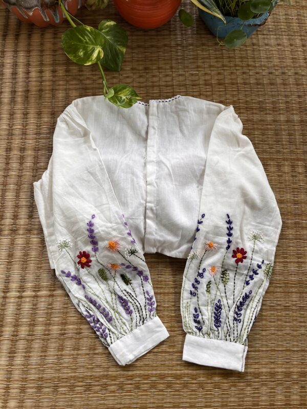 White Full Sleave Printed Blouse - Image 3