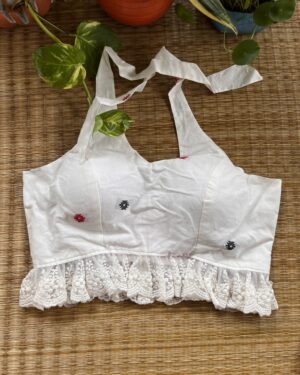 White Padded Sleeveless Blouse